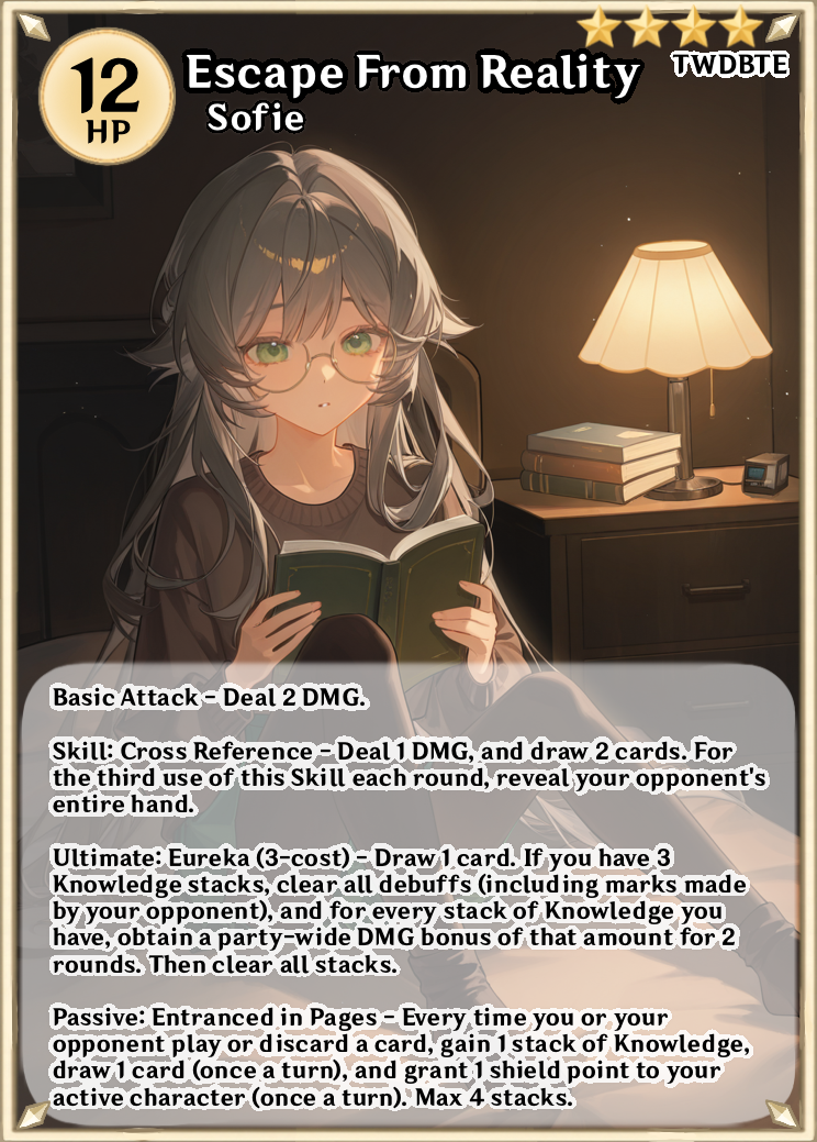 Escape From Reality character card featuring Sofie